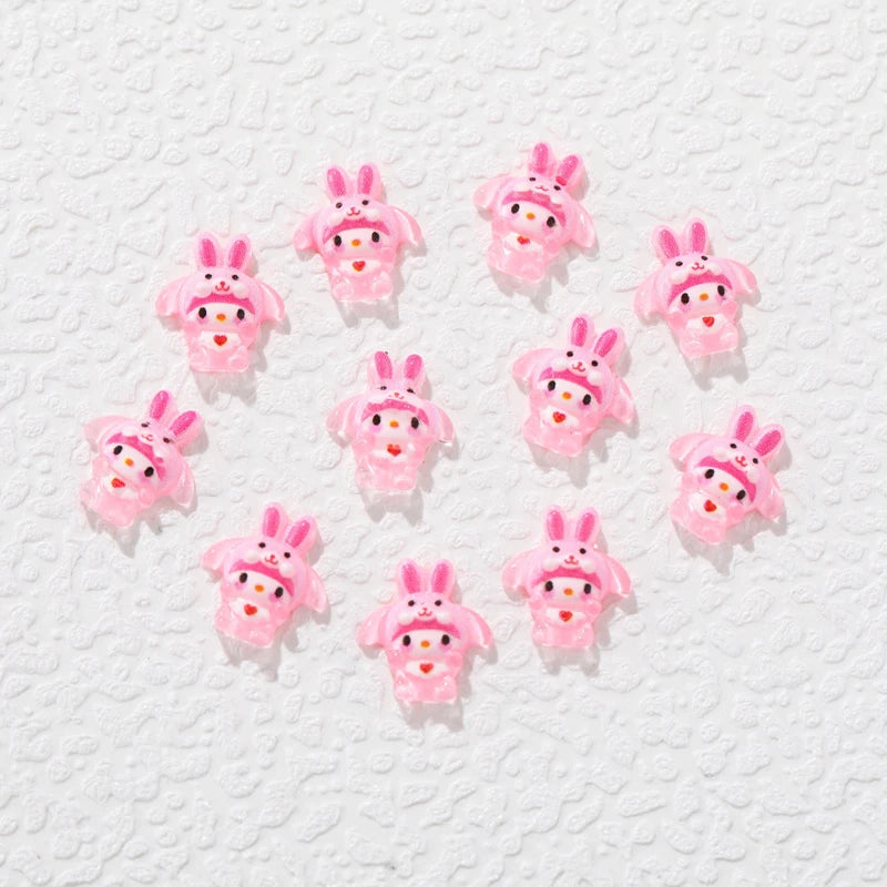 50 Pcs New 3D Mini Cartoon Puppy Little Rabbit lovely Resin Flat Back Scrapbook DIY Nail decoration component holiday gifts