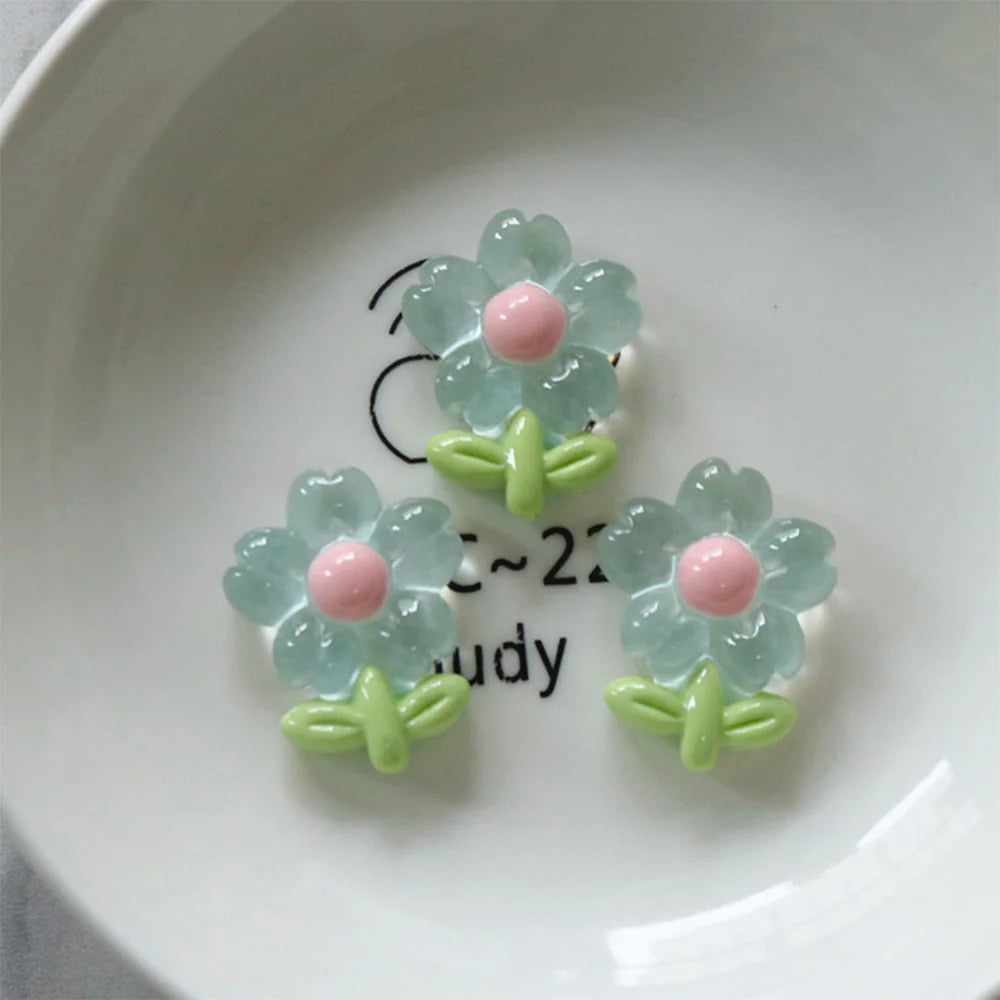 10PCS Clear Flower Series Resin Flatback Cabochons For Hairpin Phone Case Scrapbooking DIY Jewelry Craft Decoration Accessories