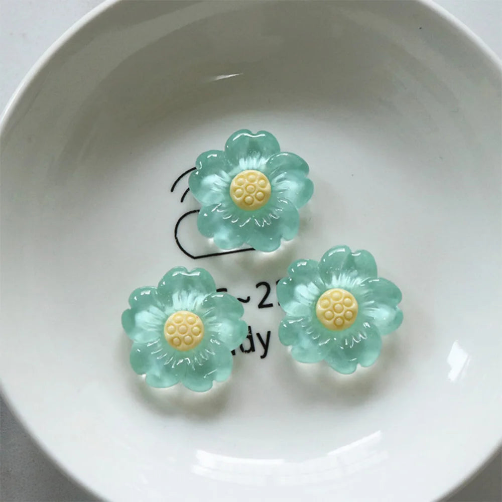 10PCS Clear Flower Series Resin Flatback Cabochons For Hairpin Phone Case Scrapbooking DIY Jewelry Craft Decoration Accessories