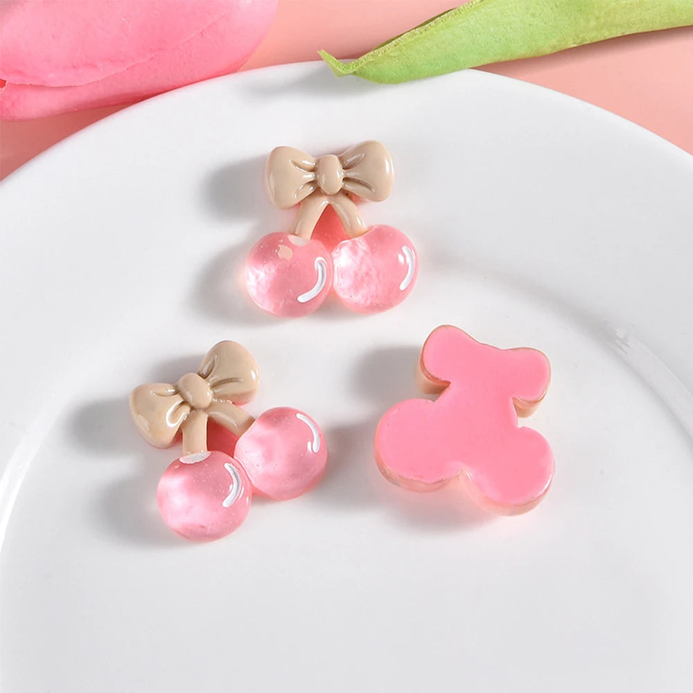 10PCS Clear Cherry Blossom Cherry Resin Flat Back Cabochons For Hairpin Scrapbooking DIY Jewelry Craft Decoration Accessories