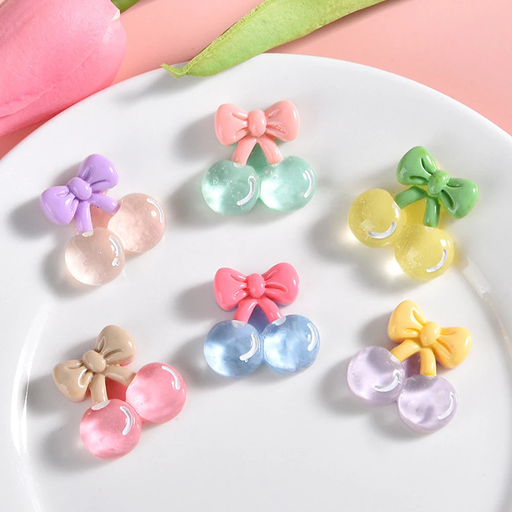 10PCS Clear Cherry Blossom Cherry Resin Flat Back Cabochons For Hairpin Scrapbooking DIY Jewelry Craft Decoration Accessories