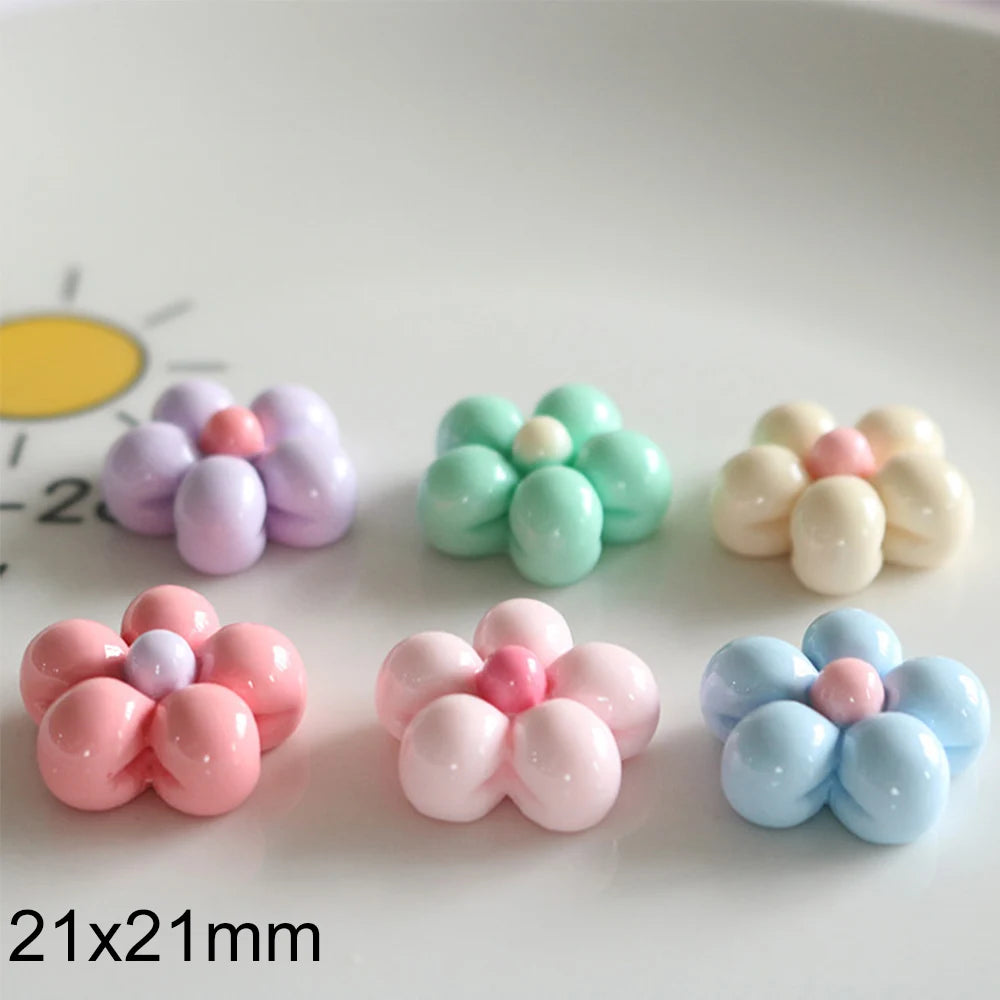 10PCS Shiny Balloon Flower Resin Flat Back Cabochons For Hairpin Scrapbooking DIY Jewelry Craft Decoration Accessories