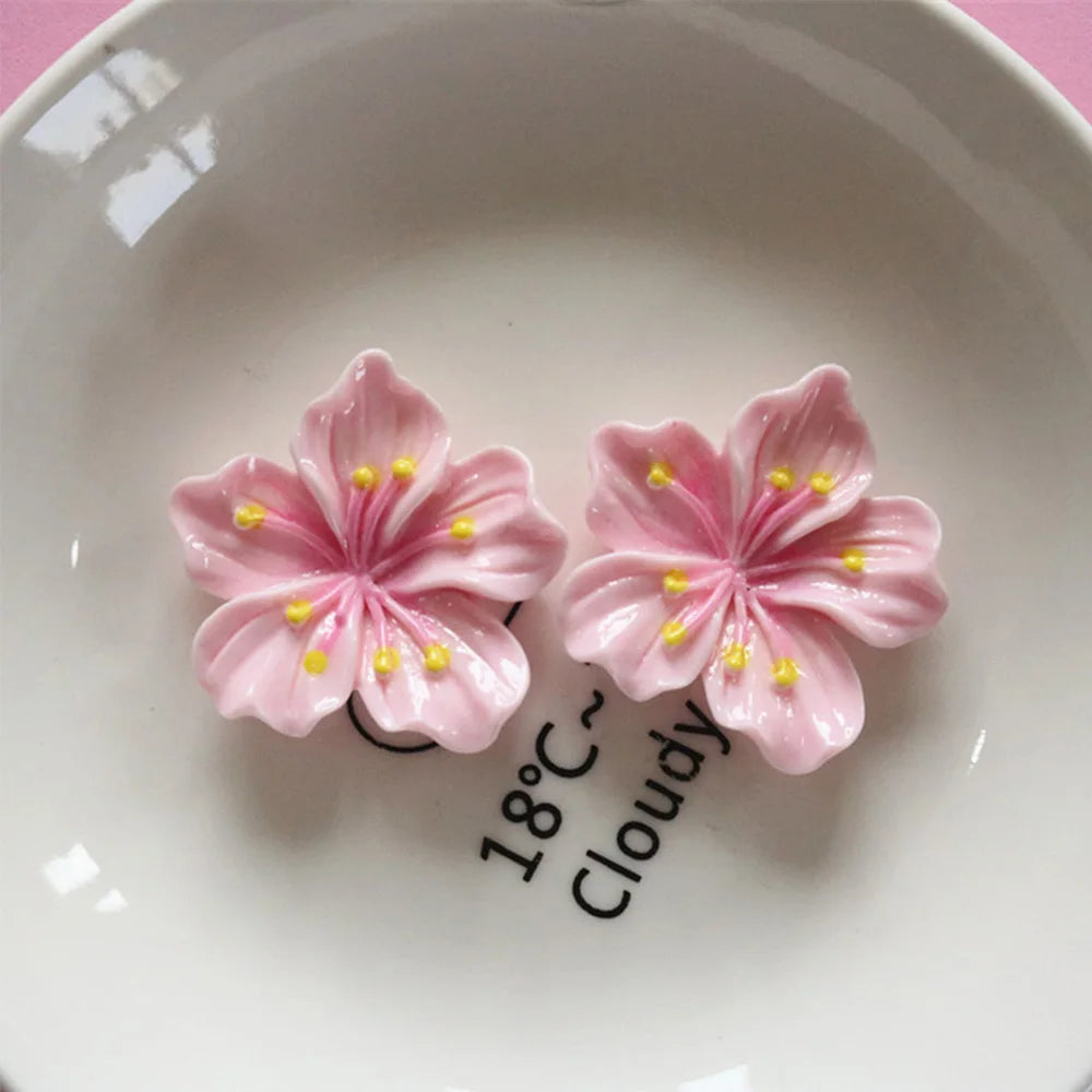 10PCS Shiny Peach Blossom Series Resin Flat Back Cabochons For Hairpin Scrapbooking DIY Jewelry Craft Decoration Accessories
