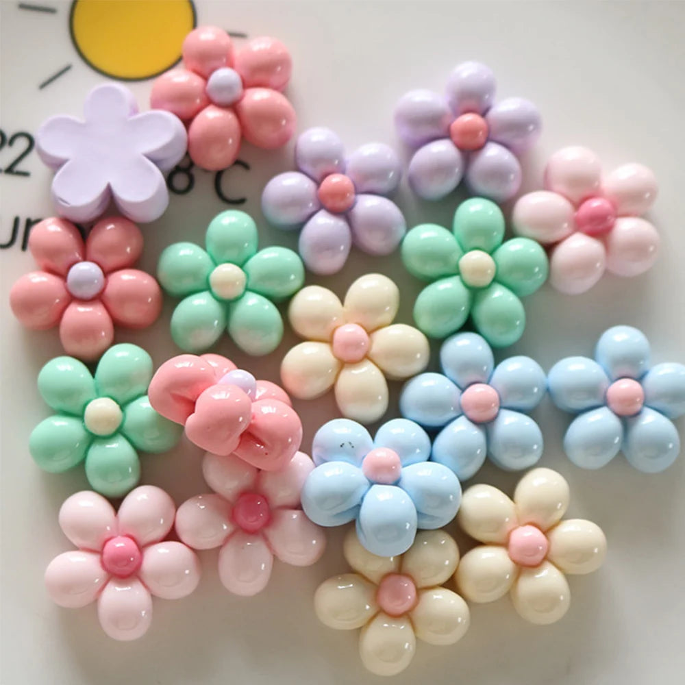 10PCS Shiny Balloon Flower Resin Flat Back Cabochons For Hairpin Scrapbooking DIY Jewelry Craft Decoration Accessories