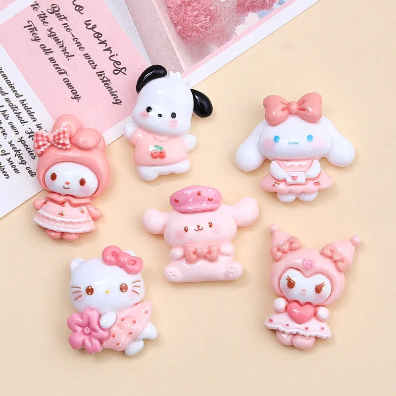 10PCS cartoon bright surface animal Hug Flower Cat Resin Flat Back Scrapbook Diy Jewelry hair clips Ornament Accessories A4
