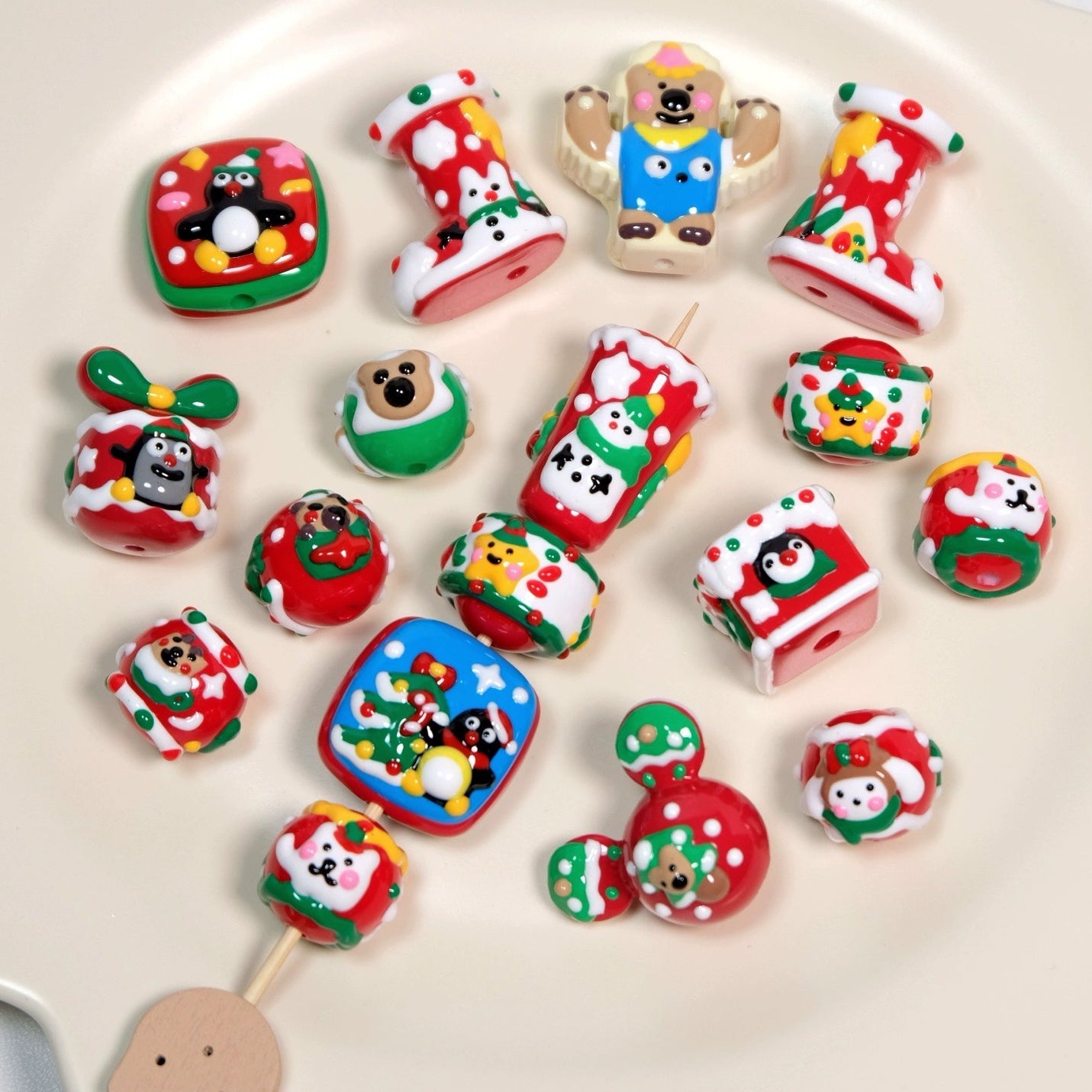 Christmas Collection Of Hand-Painted Beads