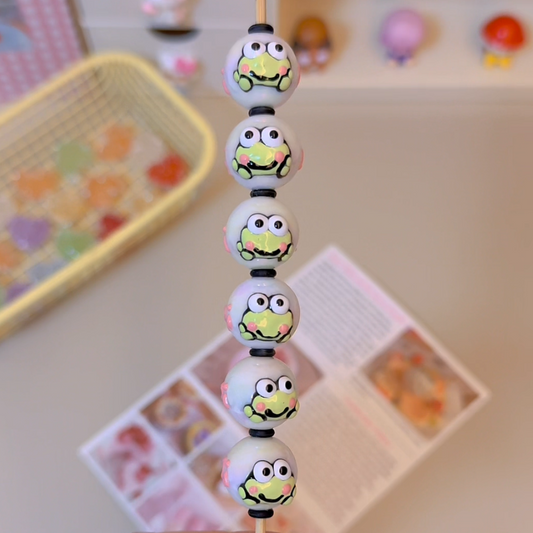 Keroppi Hand-Painted Beads