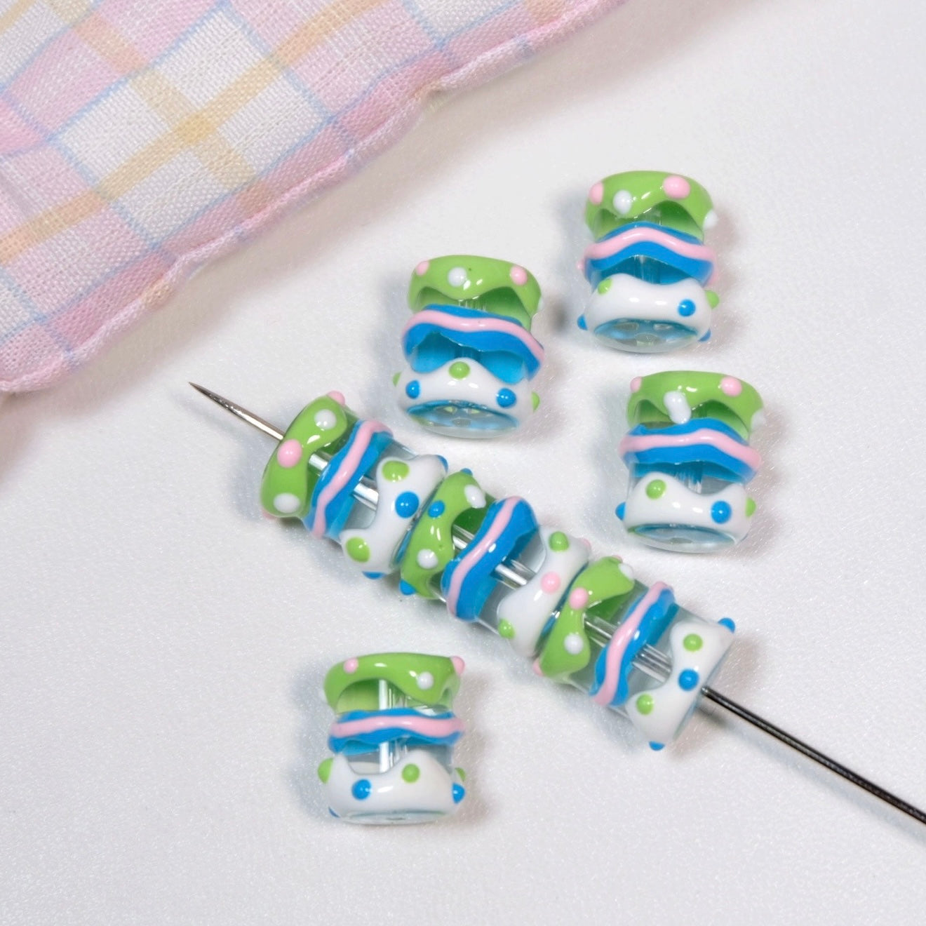 Cute Cylindrical Hand-Painted Beads