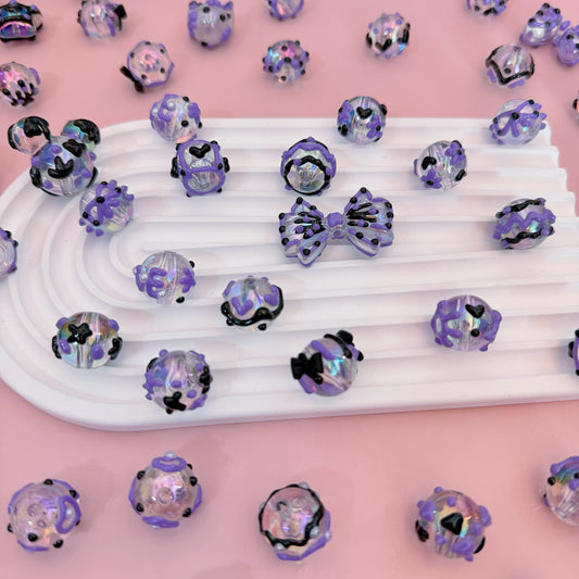 Transparent Purple Hand-Painted Beads