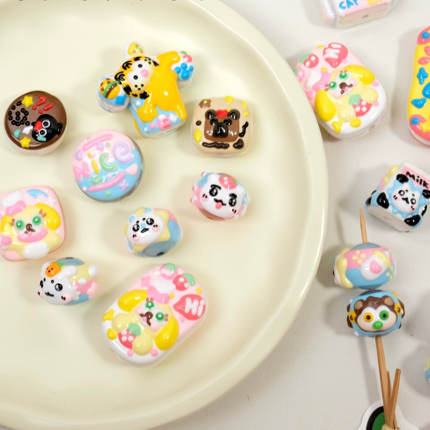 Cute Hand-Painted Beads