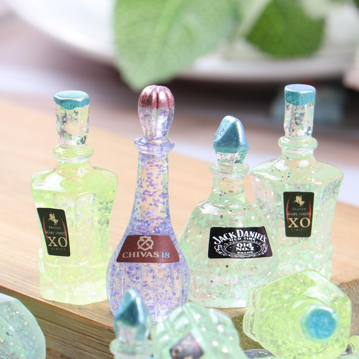 Mini Glitter Alcohol Bottle Charms