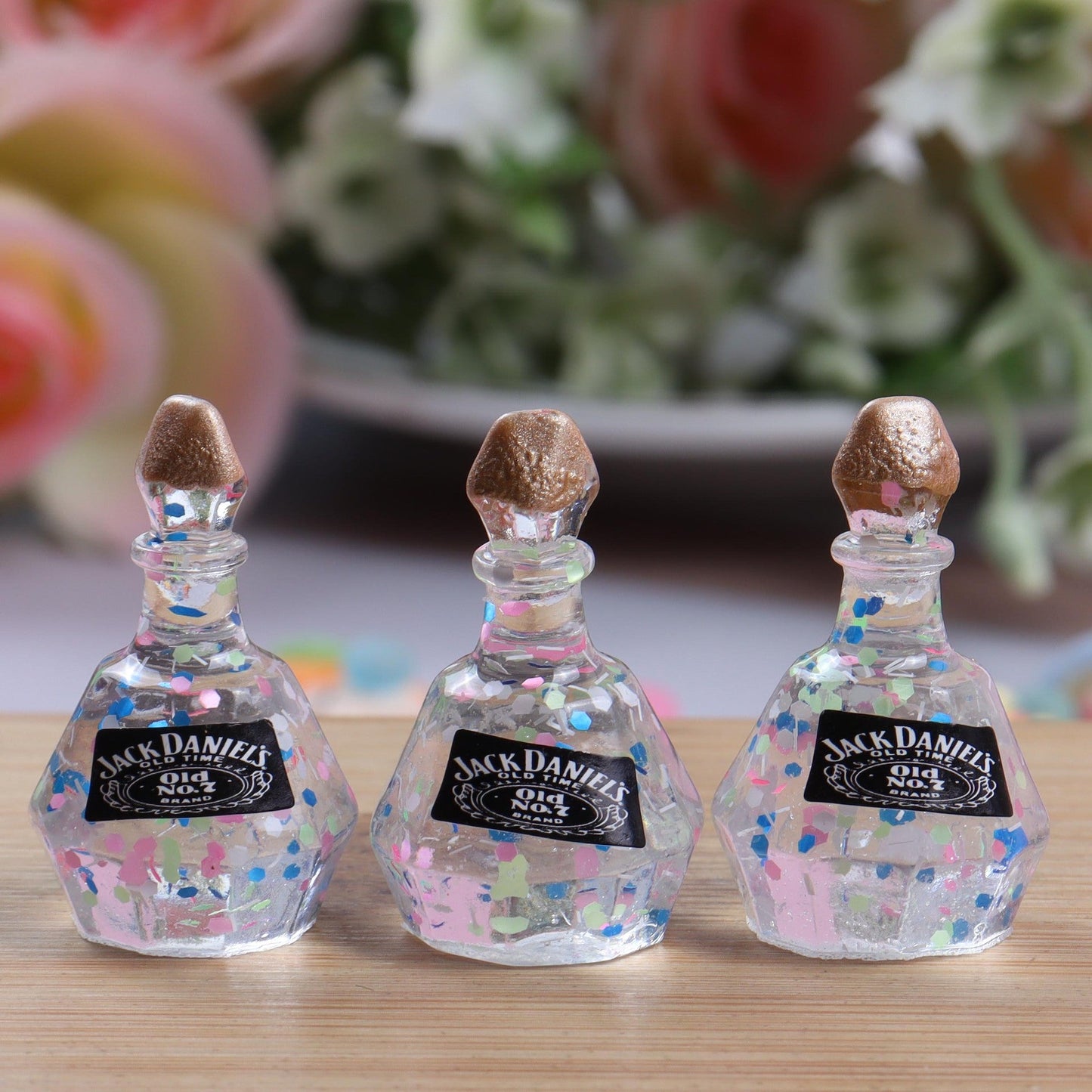 Mini Glitter Alcohol Bottle Charms