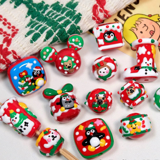 Christmas Collection Of Hand-Painted Beads