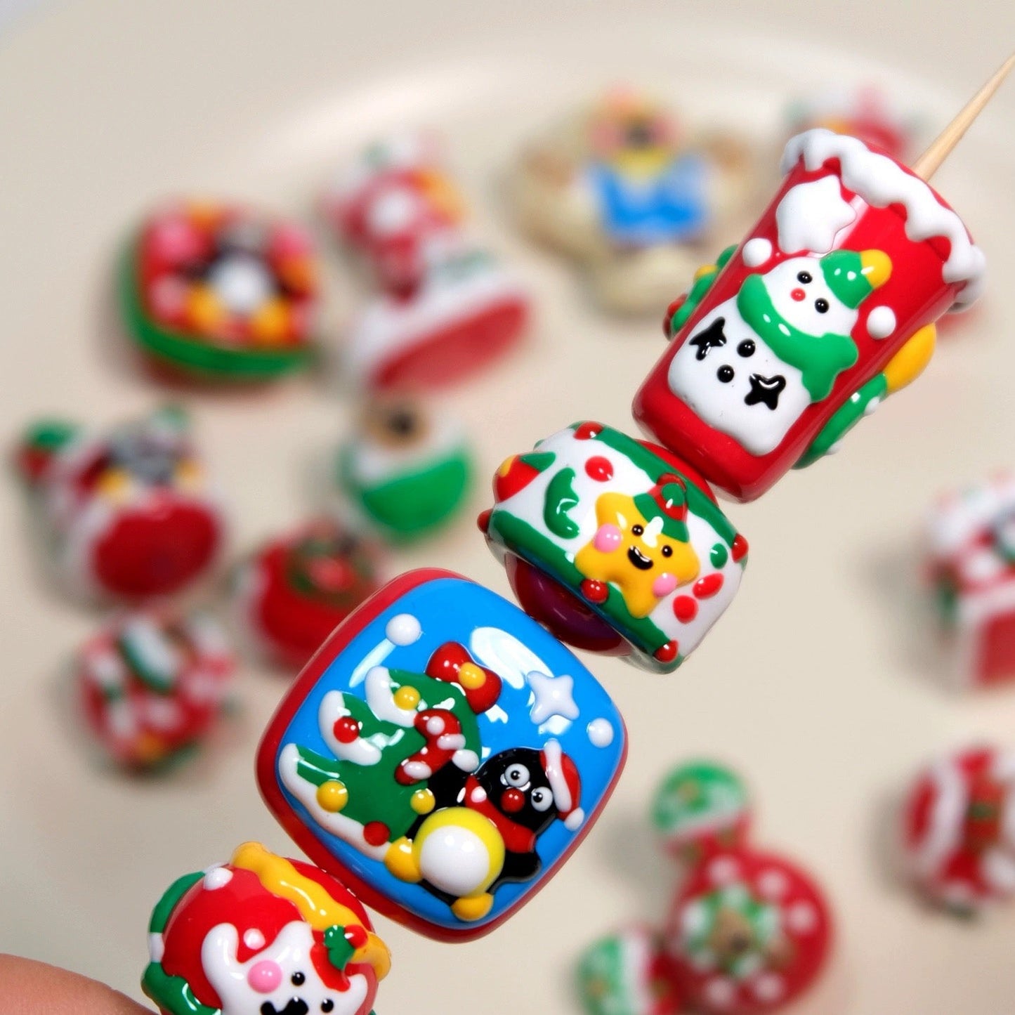 Christmas Collection Of Hand-Painted Beads