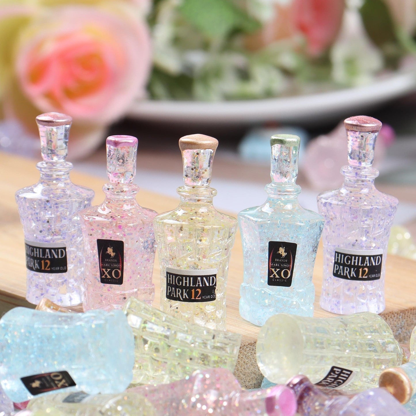 Mini Glitter Alcohol Bottle Charms