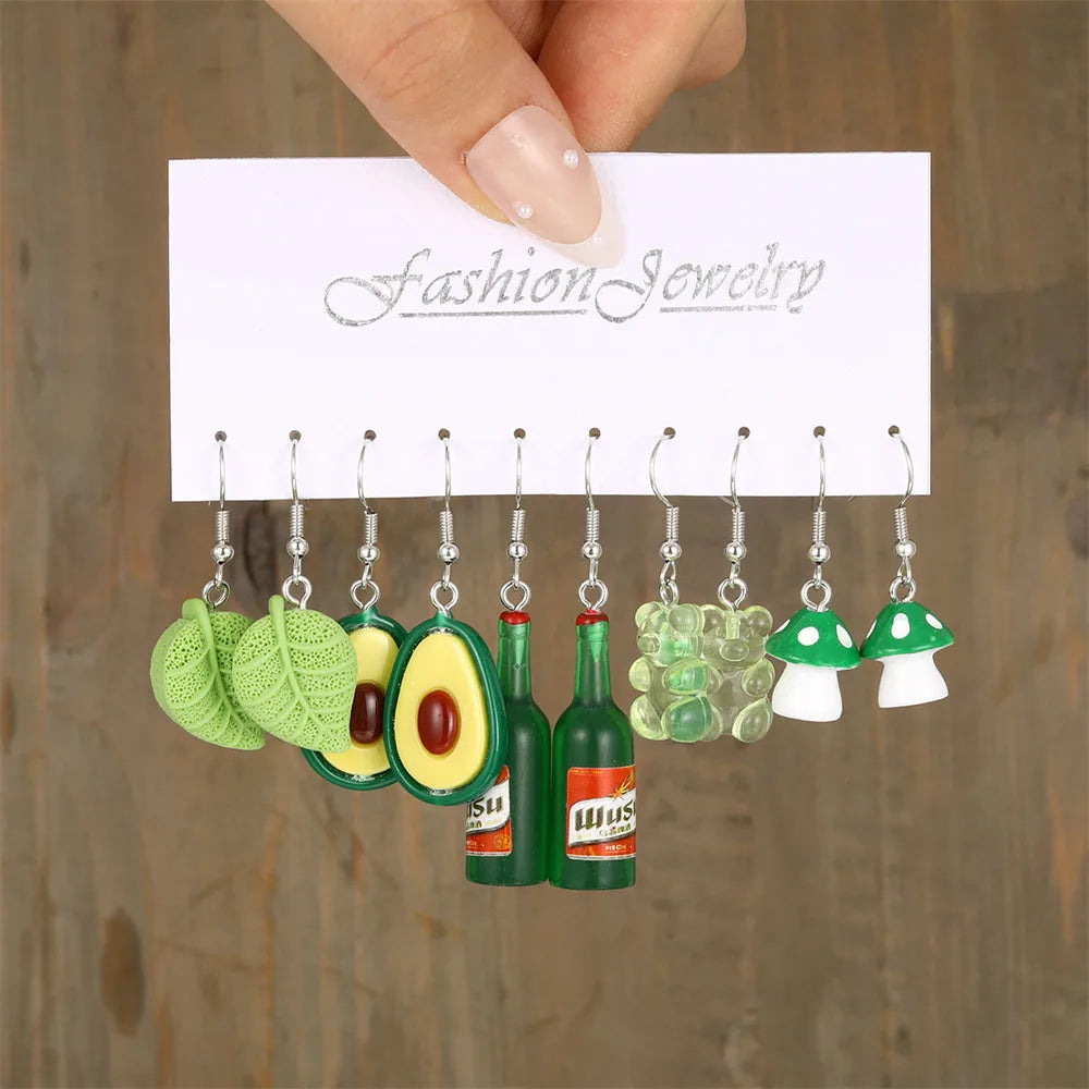 Cute Cartoon Animal Fruit Earrings Set