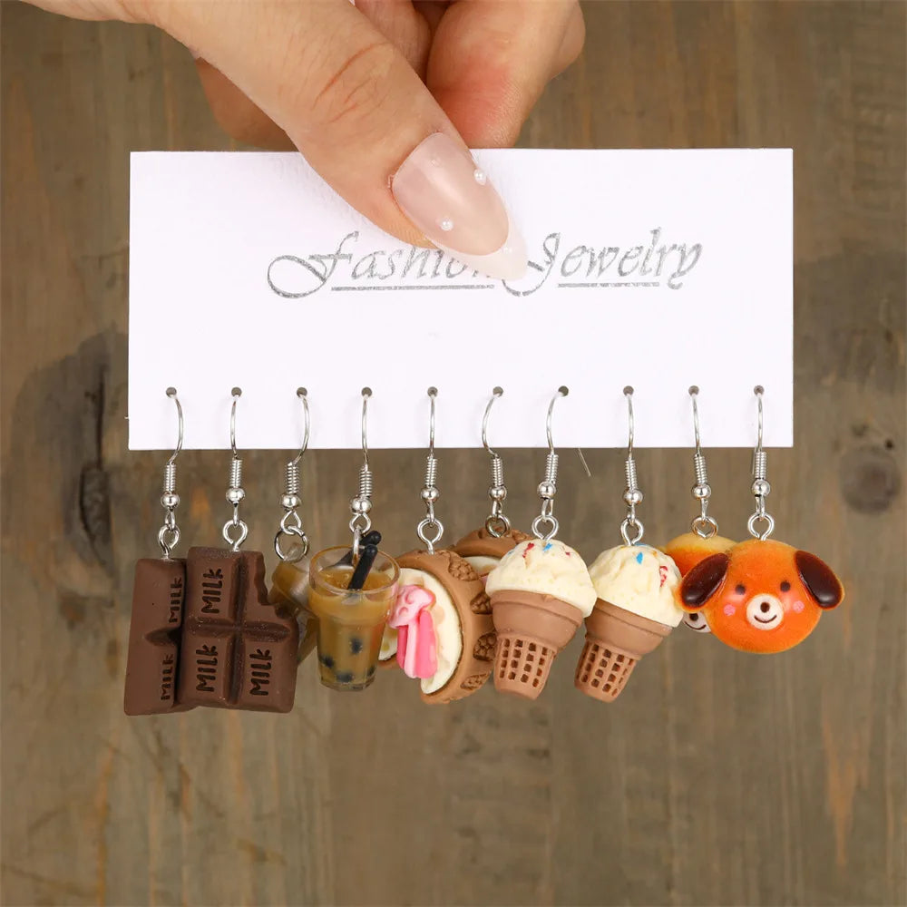 Cute Cartoon Animal Fruit Earrings Set