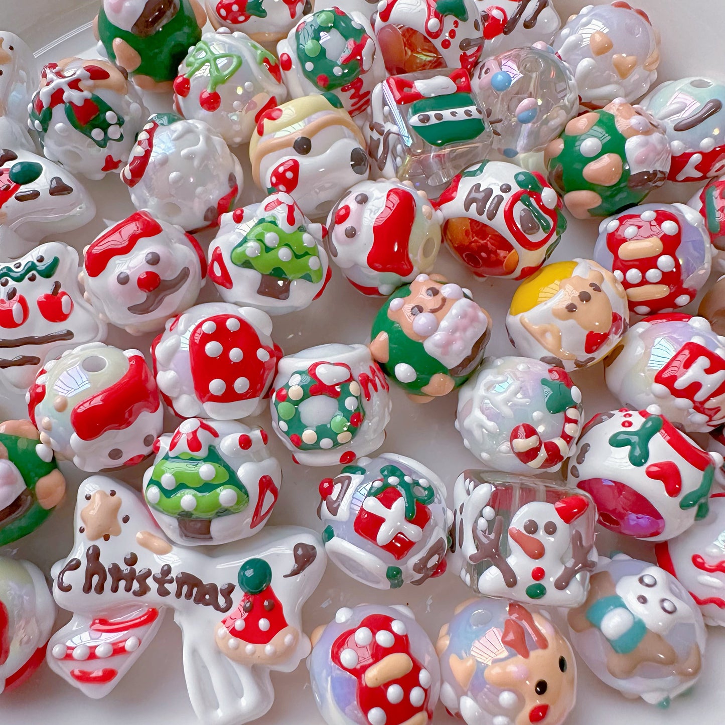 Christmas Collection Of Hand-Painted Beads