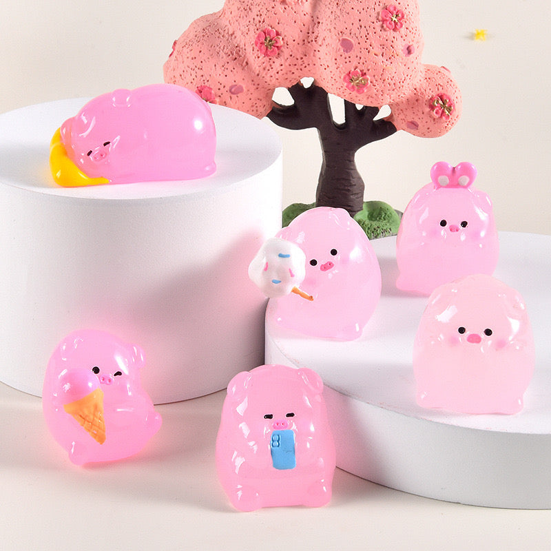 Luminous Pink Cute Piggy Charms