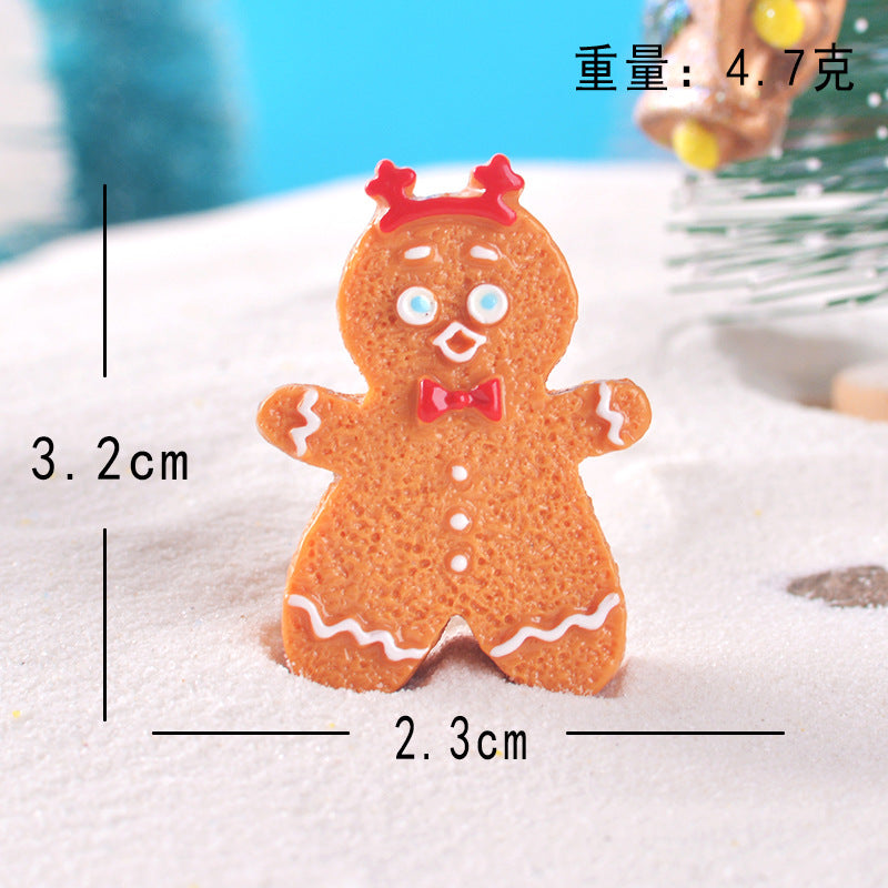 15pcs/Christmas Cute Gingerbread Man DIY Cartoon Christmas Resin Accessories