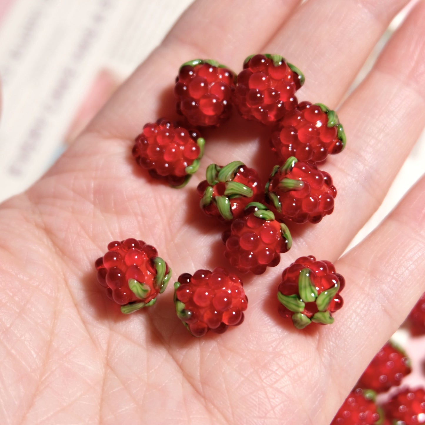 5pcs Raspberry glass beads raspberry mulberry pendant