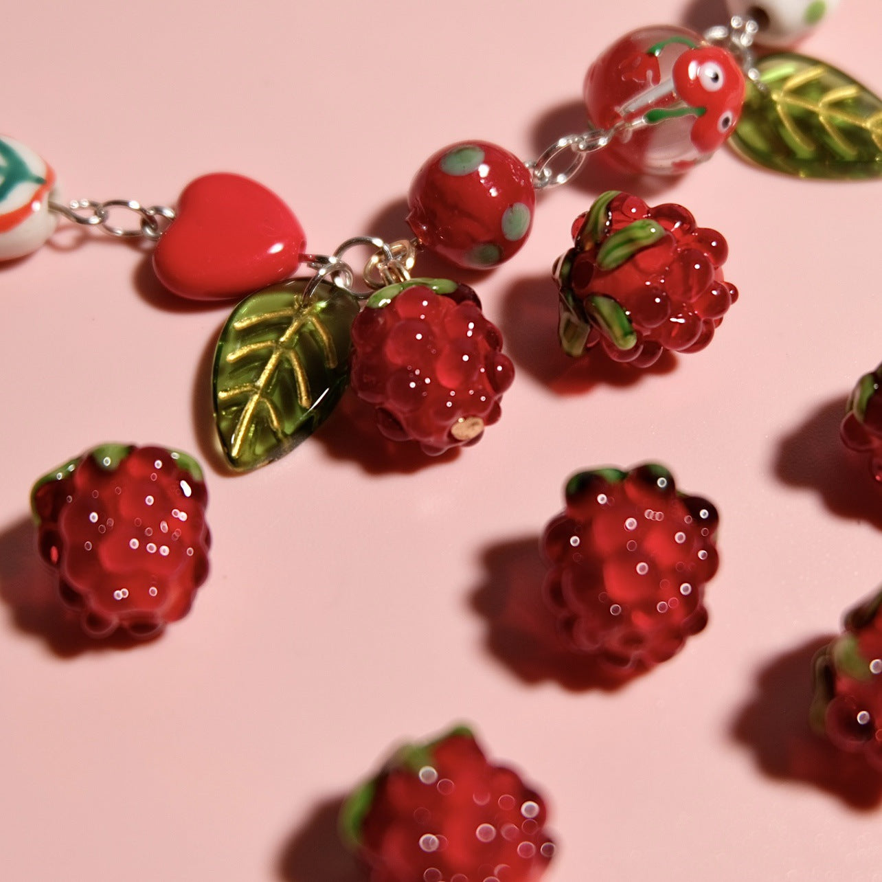 5pcs Raspberry glass beads raspberry mulberry pendant