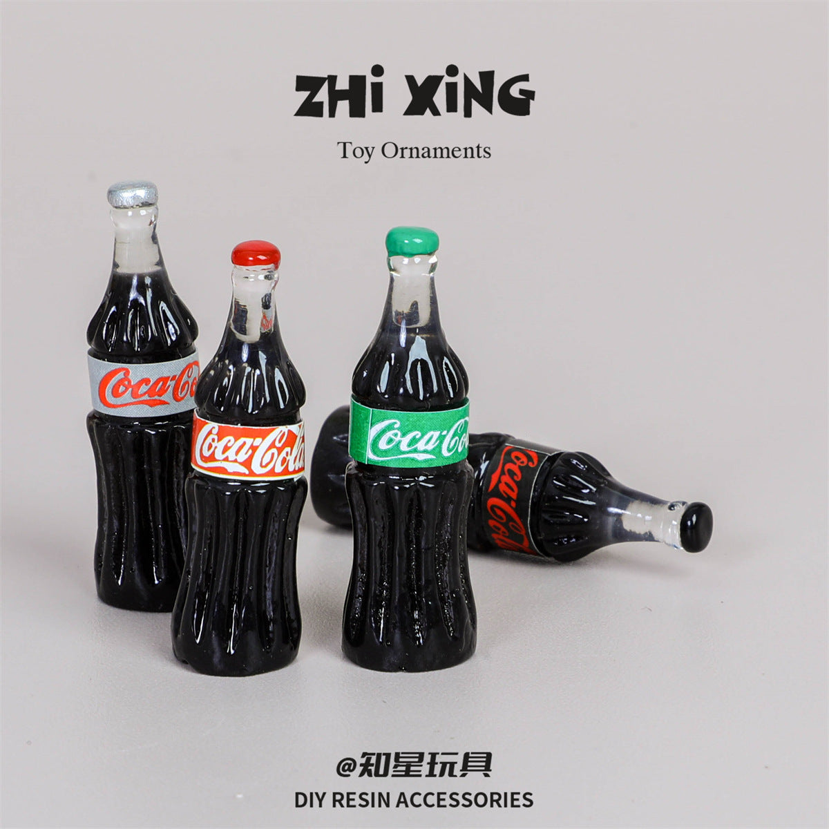 20pcs Simulation Three-dimensional Miniature Coca-Cola Bottle, Handmade DIY Mixed Resin Creative