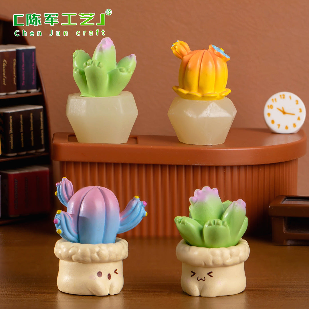 Simulation Succulent Cactus Potted Moss Gardening Accessories Tabletop Knickknacks