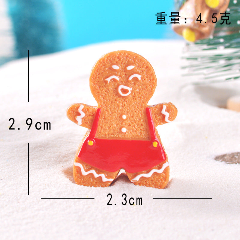 15pcs/Christmas Cute Gingerbread Man DIY Cartoon Christmas Resin Accessories