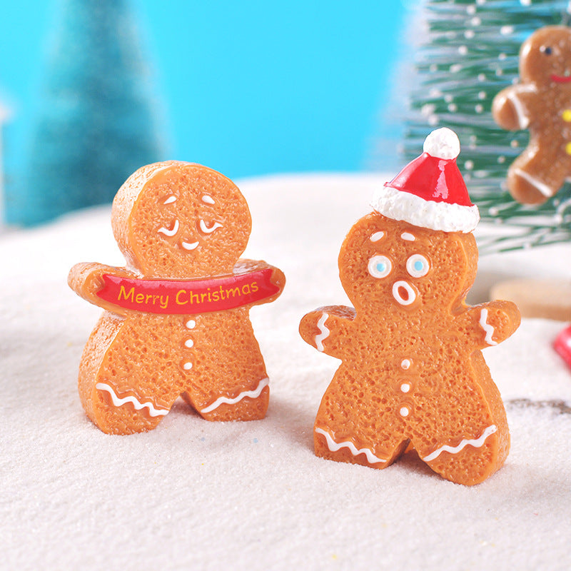 15pcs/Christmas Cute Gingerbread Man DIY Cartoon Christmas Resin Accessories