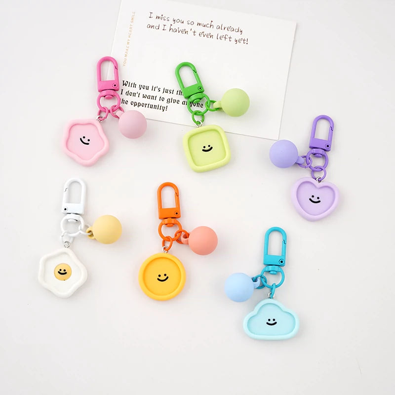 Candy-colored Macaroon Smiley Key Chain