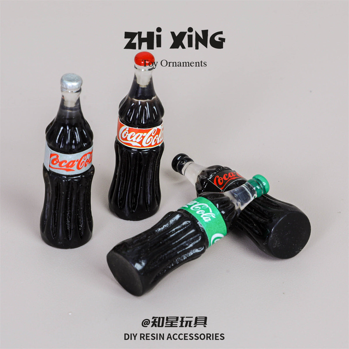 20pcs Simulation Three-dimensional Miniature Coca-Cola Bottle, Handmade DIY Mixed Resin Creative