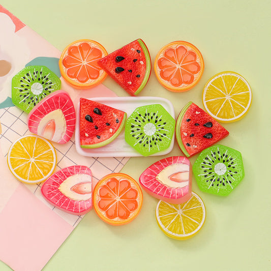 Simulation Fruit Kiwi Fruit Watermelon Strawberry Slice DIY Cream Glue Hair Accessories Keychain Shoe Flower Resin Jewelry