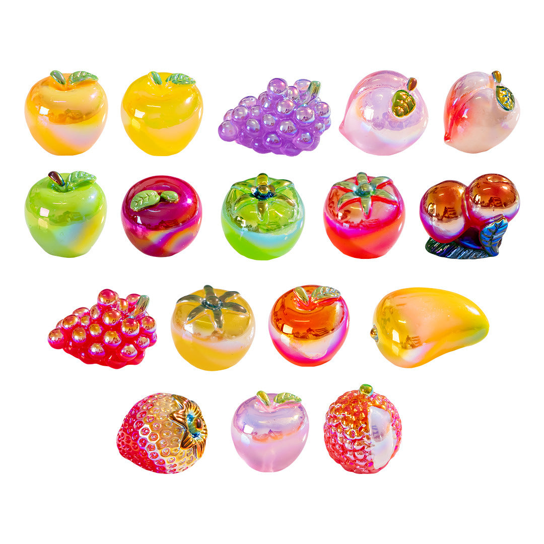 15Pcs/electroplated Fruit Food Game Desktop Car Ornament Luminous