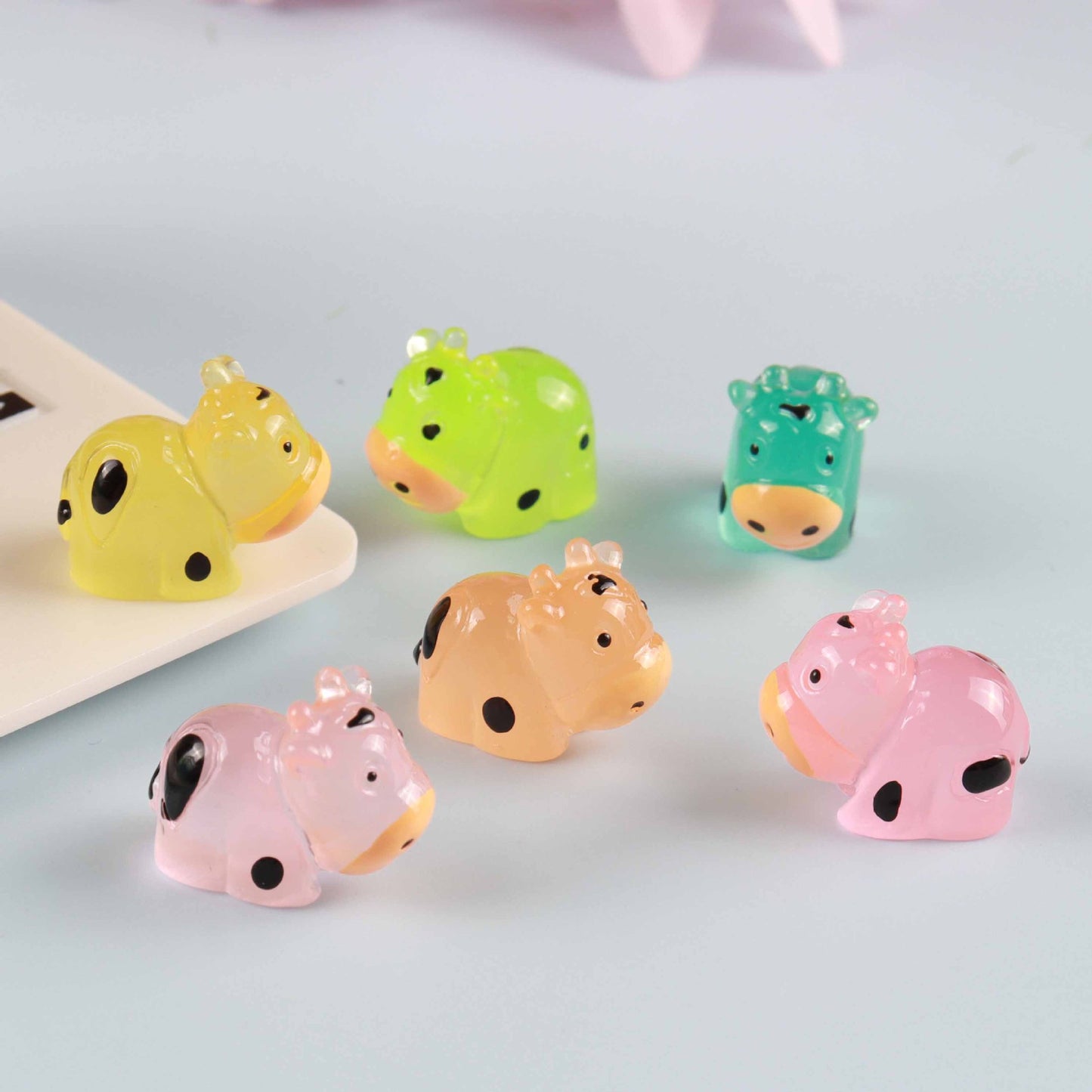 Luminous Three-dimensional Cow Keychain