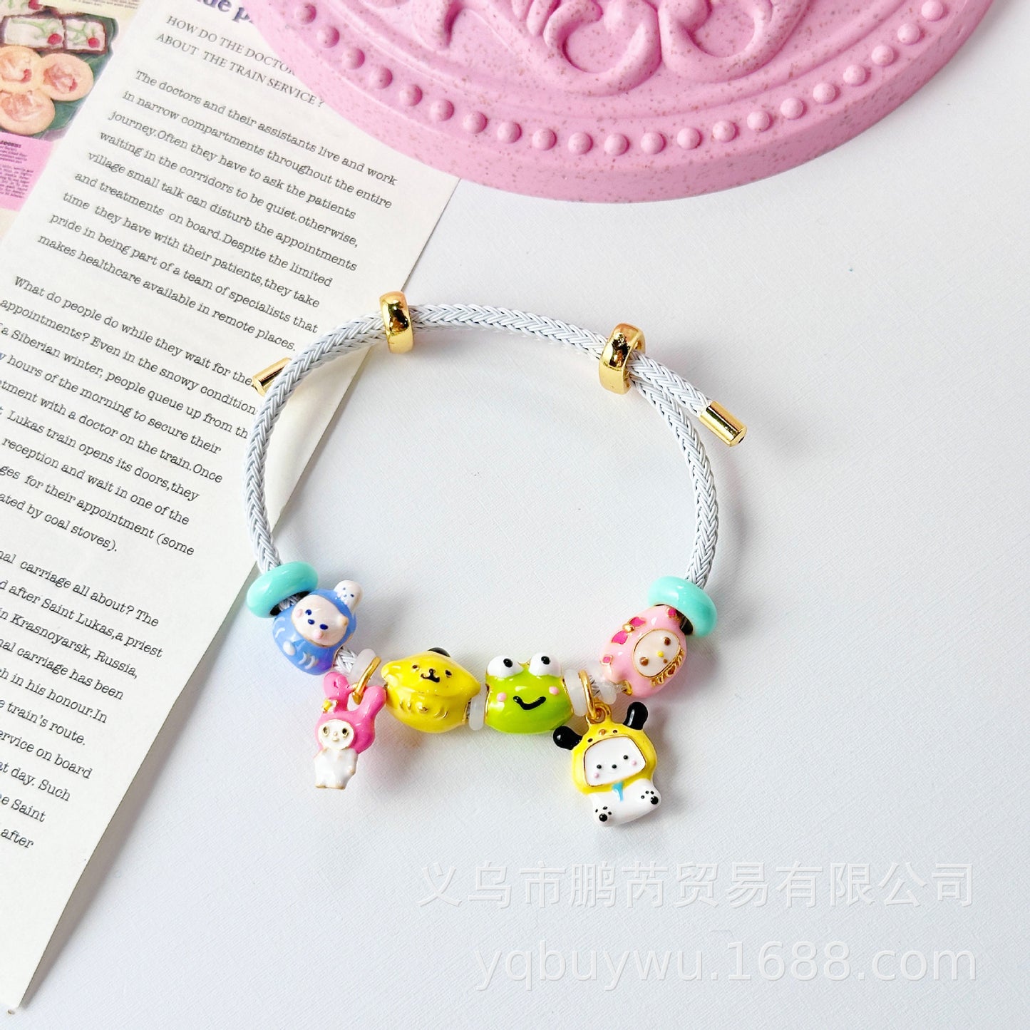 Beads Dopamine Oil Drop Hand-painted Alloy Bracelet