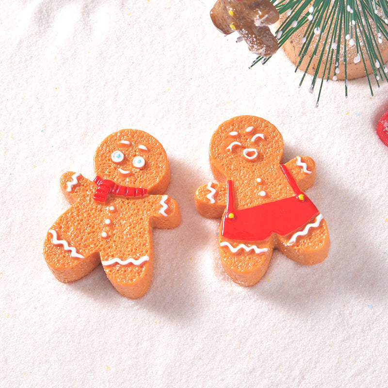 15pcs/Christmas Cute Gingerbread Man DIY Cartoon Christmas Resin Accessories