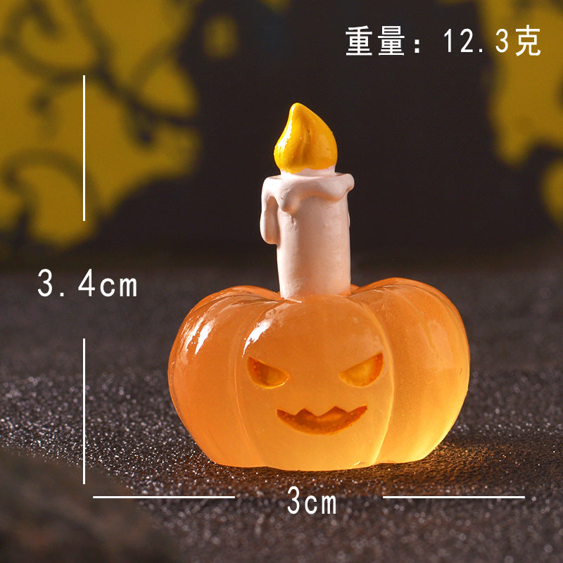 10pcs/ Halloween Luminous Pumpkin Micro-landscape Ornament Car Central Control Decoration Glowing