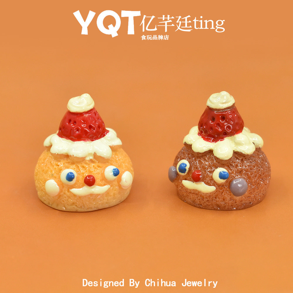 YQT cartoon food and play cream cake puff DIY desktop ornament, live stream Internet celebrity DIY resin accessories jewelry