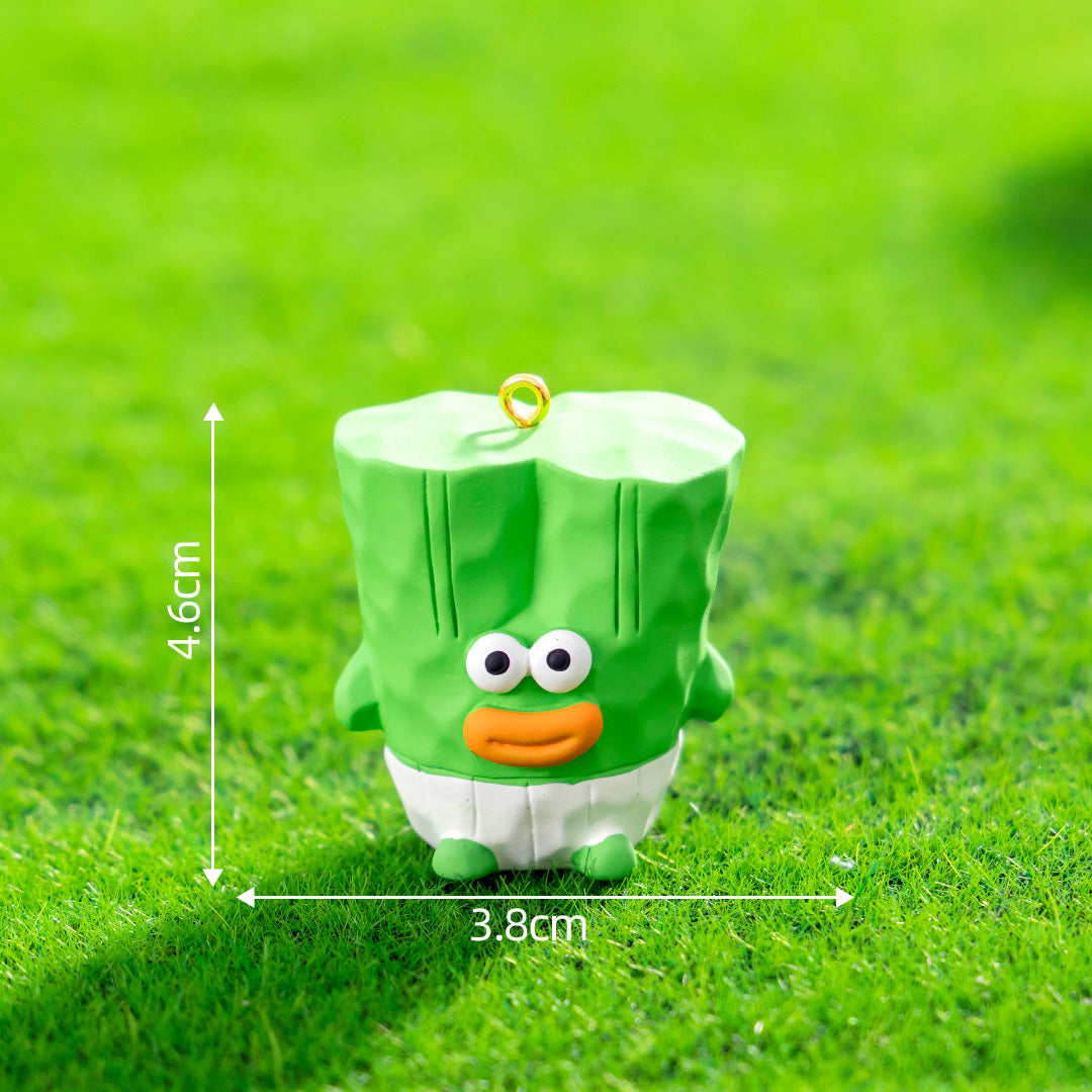 10/pcs Big Mouth Vegetable Cartoon Nail Keychain Pendant DIY Resin