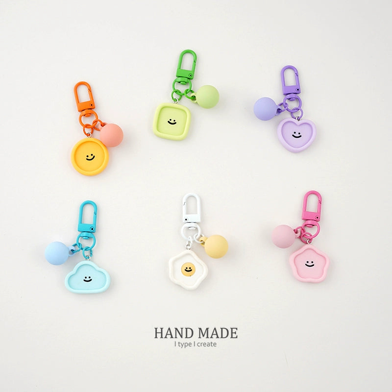 Candy-colored Macaroon Smiley Key Chain