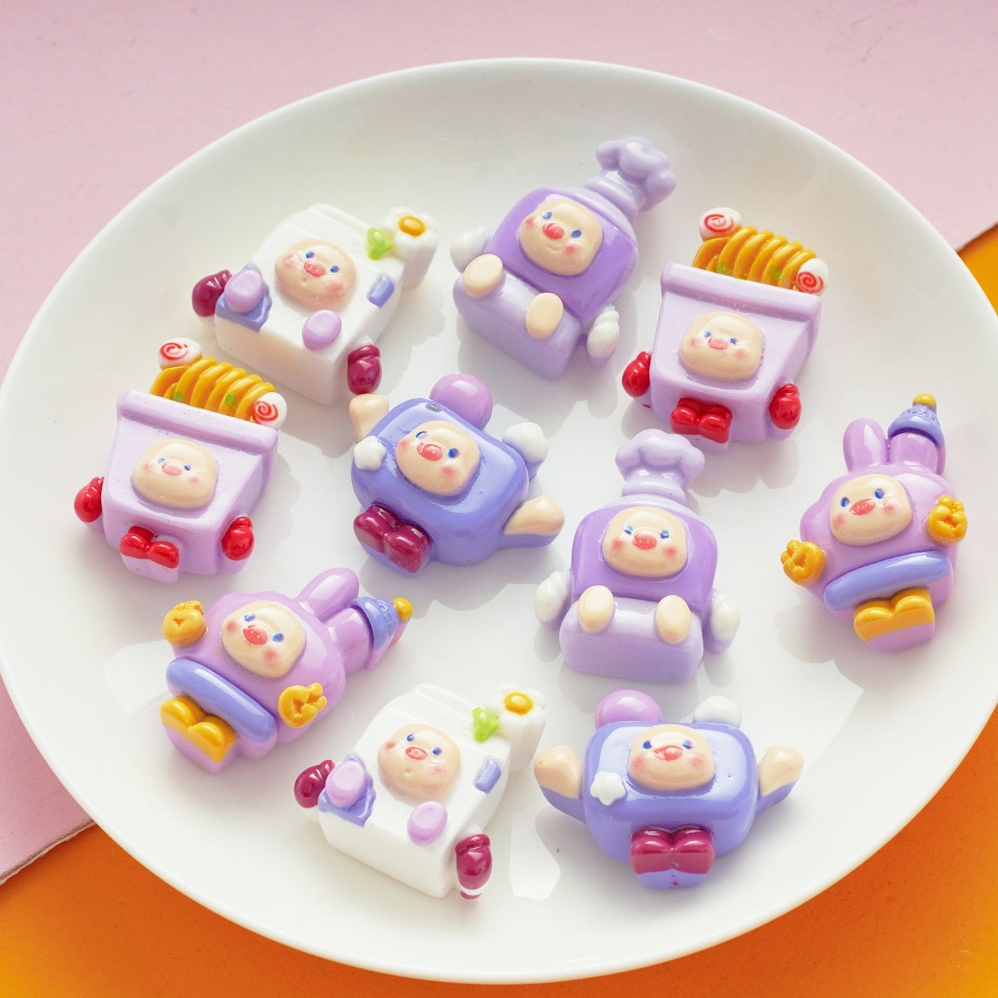 10 PCS Cartoon Resin Charms for DIY Crafts