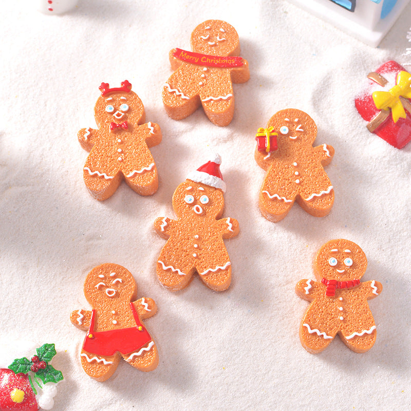 15pcs/Christmas Cute Gingerbread Man DIY Cartoon Christmas Resin Accessories