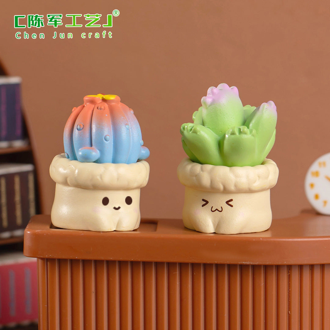 Simulation Succulent Cactus Potted Moss Gardening Accessories Tabletop Knickknacks