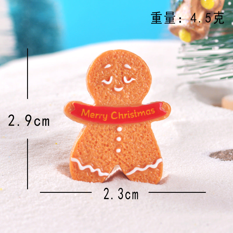 15pcs/Christmas Cute Gingerbread Man DIY Cartoon Christmas Resin Accessories