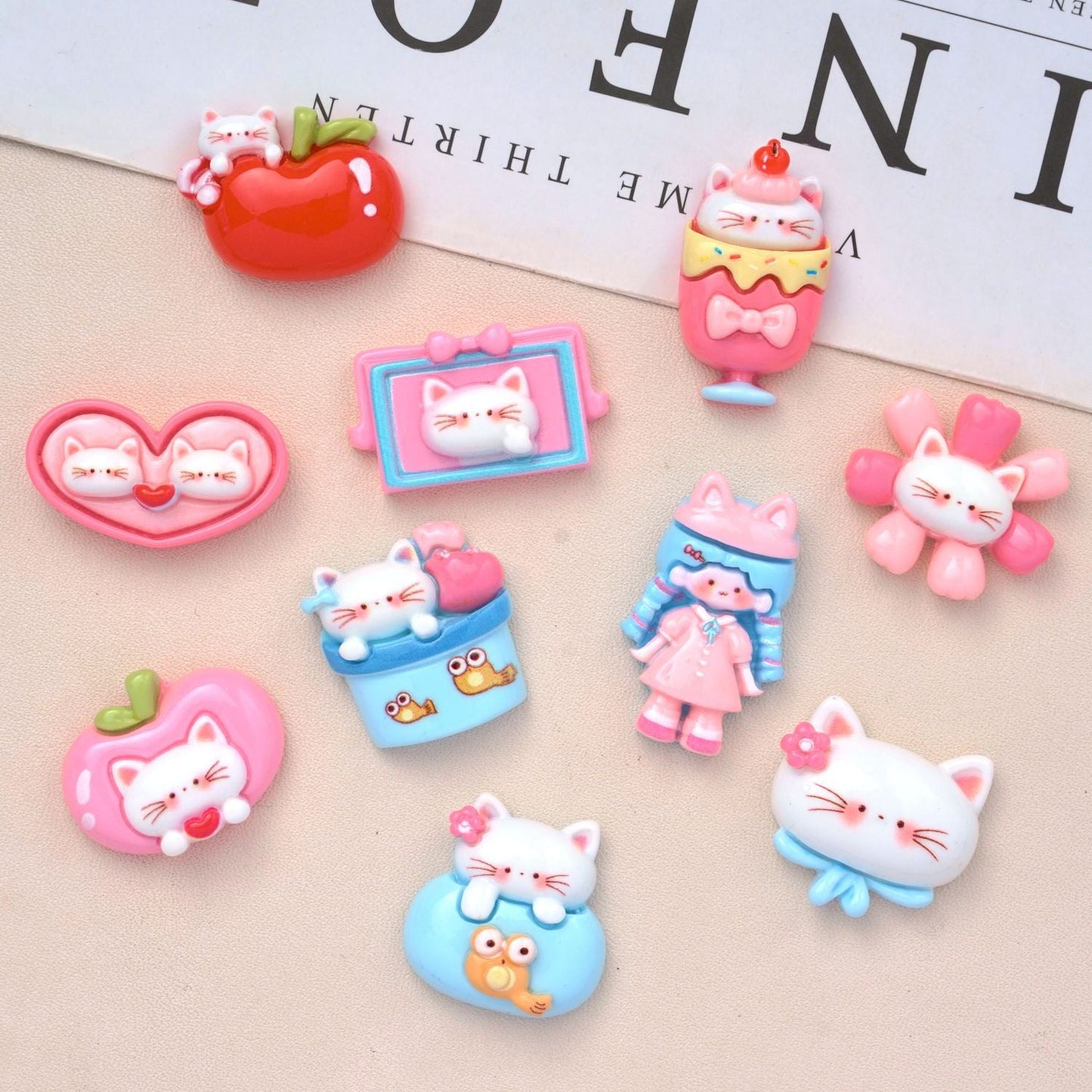 10 PCS Cartoon Resin Charms