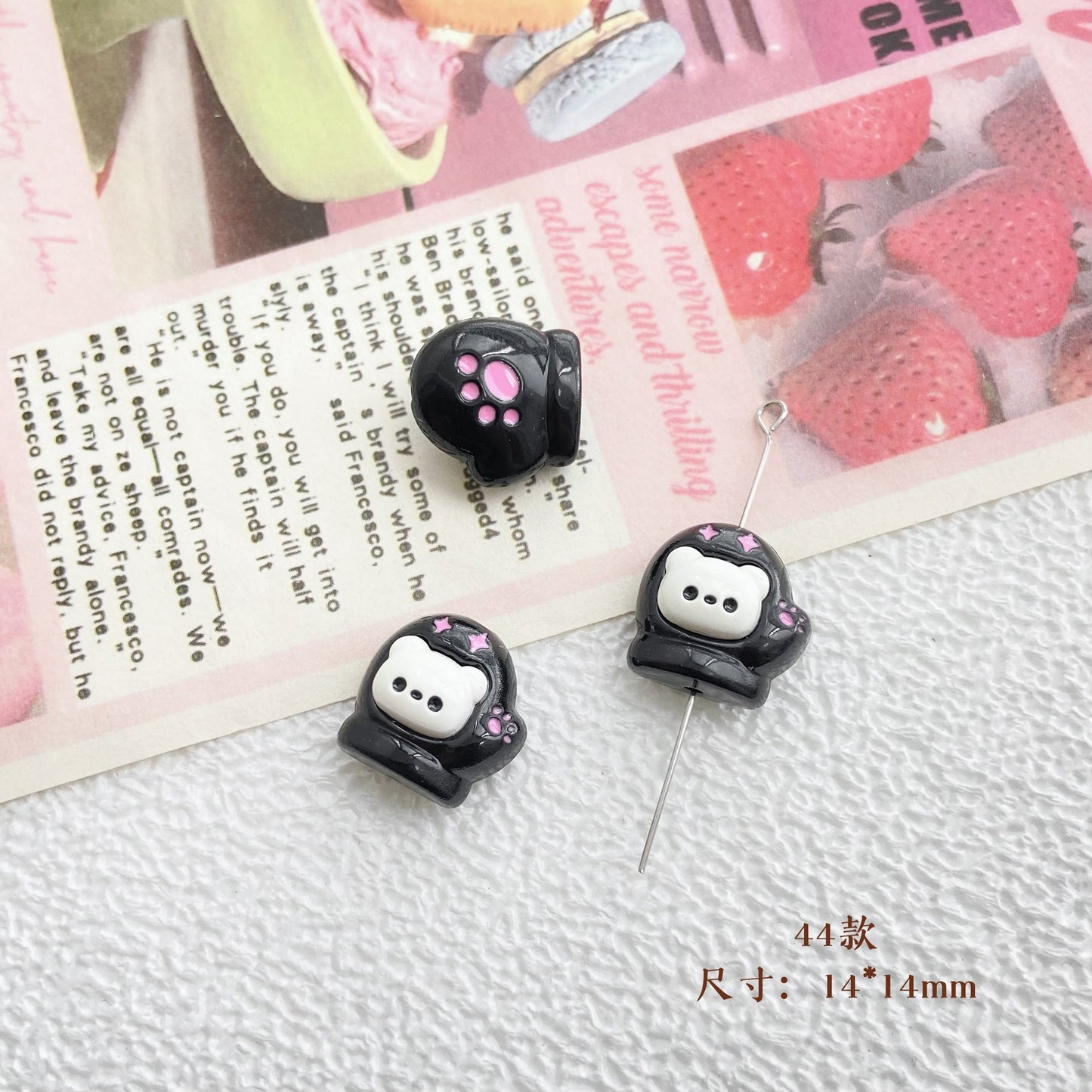 10Pcs Color Splicing Bow Alloy Letter Love Wings Kitten Gloves DIY Beaded Bracelet Mobile Phone Chain Material