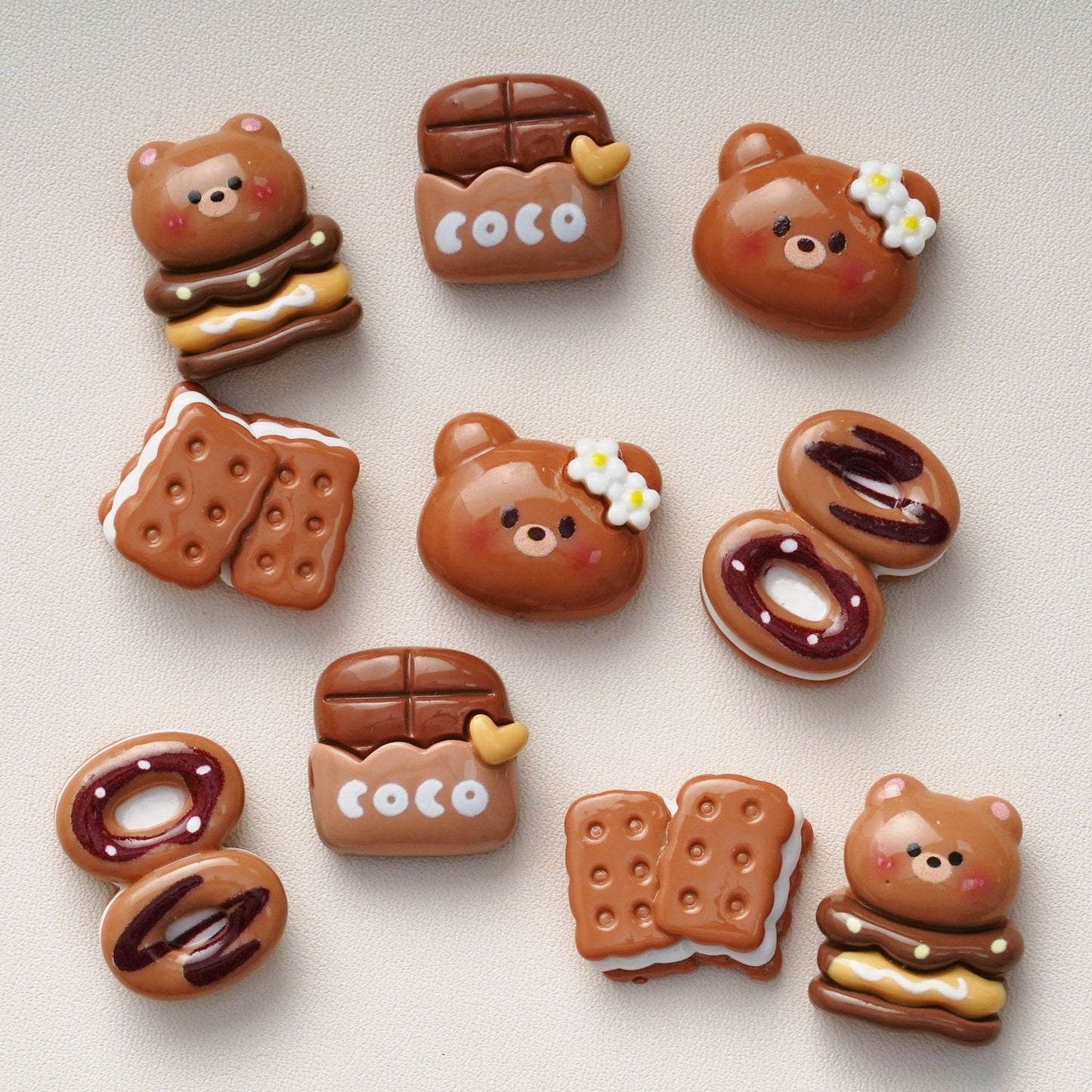 10 PCS Cartoon Resin Charms for DIY Crafts