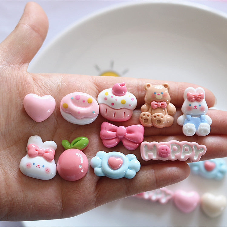 10 PCS Cartoon Resin Charms for DIY Crafts