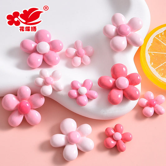 Sweet five-petal flower resin accessories, handmade DIY material